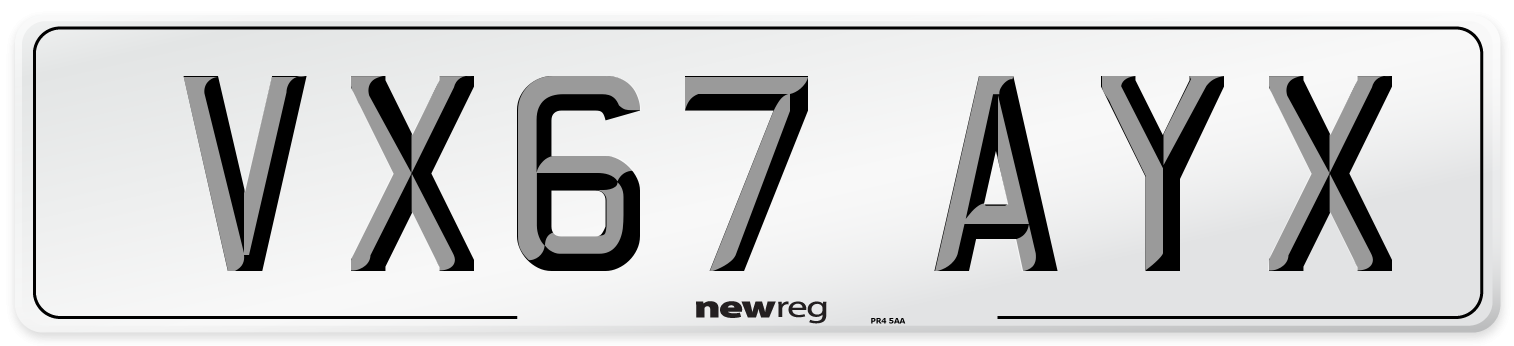 VX67 AYX Number Plate from New Reg